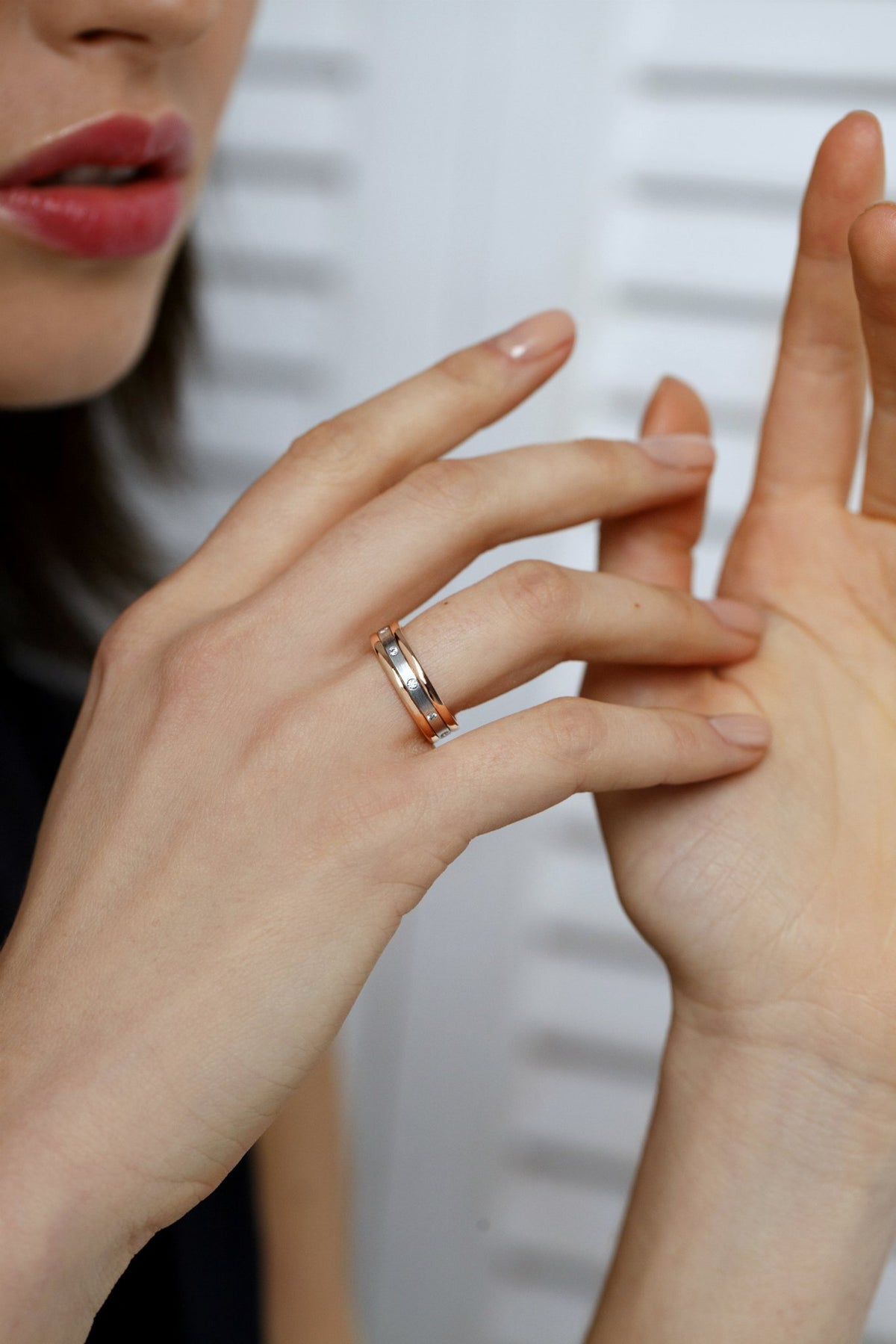 Color Couple Rings Couple wedding bands made of two colors of gold - couple rings couple ...