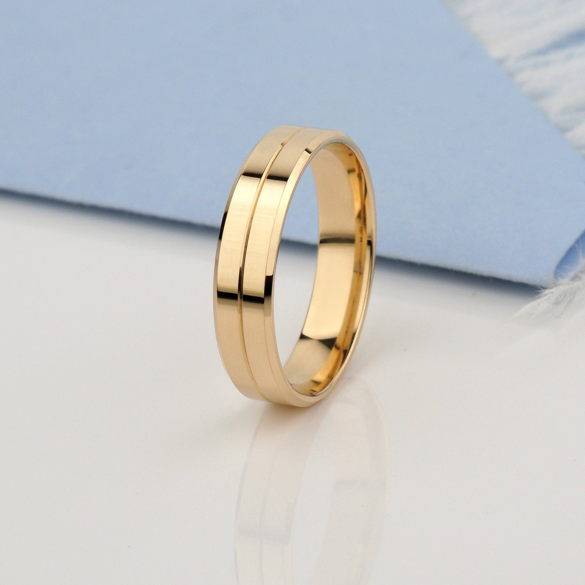 Minimalist Wedding Band Set-his ring 5 mm wide- daily wearability