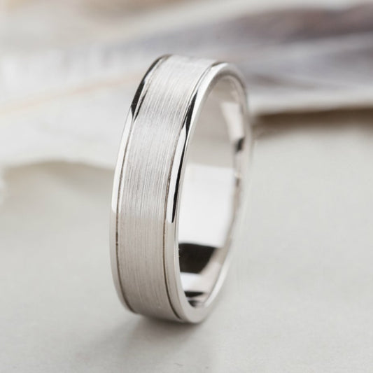 Gold men's wedding band with brushed finish - escorialjewelry