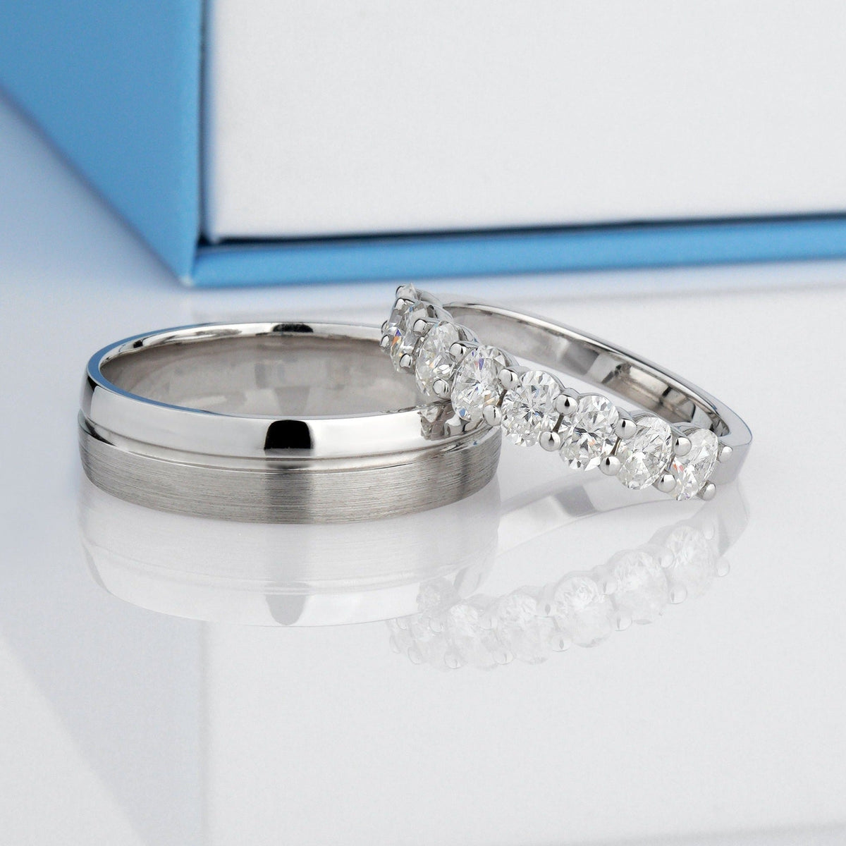 Gold wedding rings set with oval stones - couple rings couple wedding ...