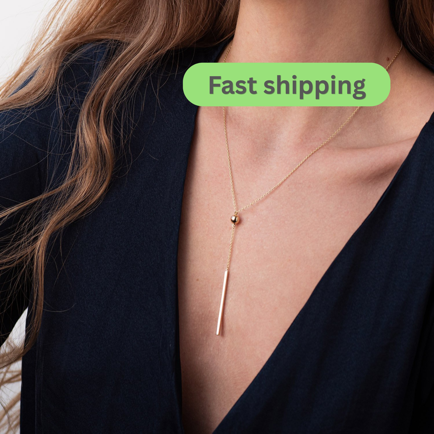14k gold necklace -Everyday gold  necklace -Gold bar necklace 