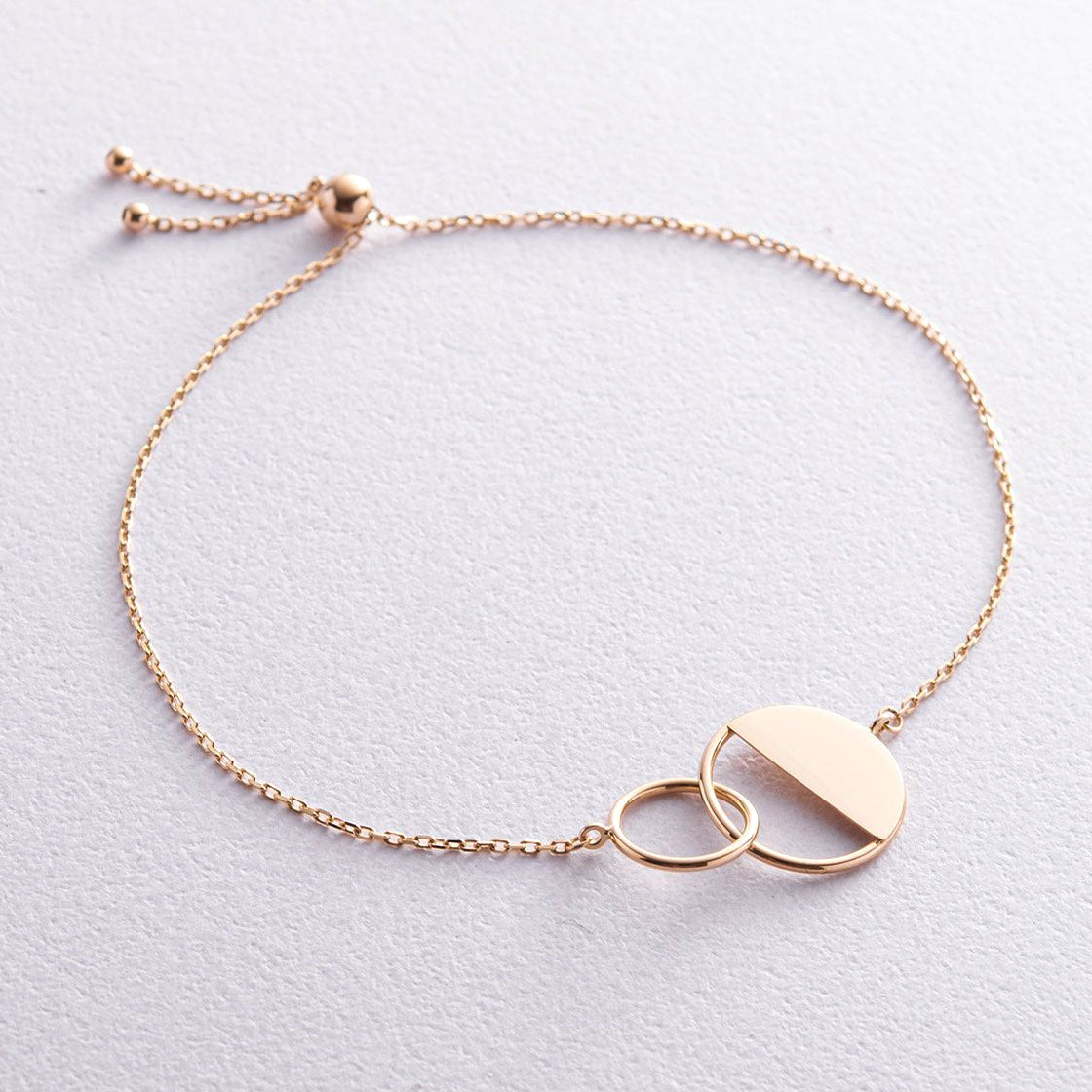 Rose gold bracelet with circular design -Material: 14k solid yelow gold-Size: Adjustable / regulated fit