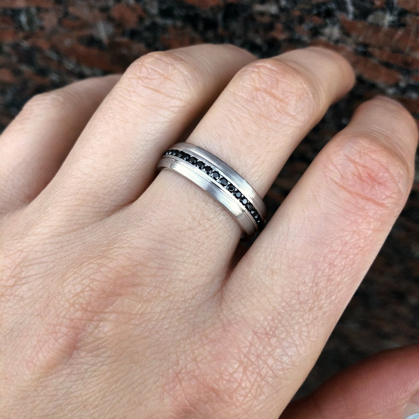 His and hers wedding bands with black and white diamonds - black diamond ring - black diamonds wedding bands - couple rings - escorialjewelry