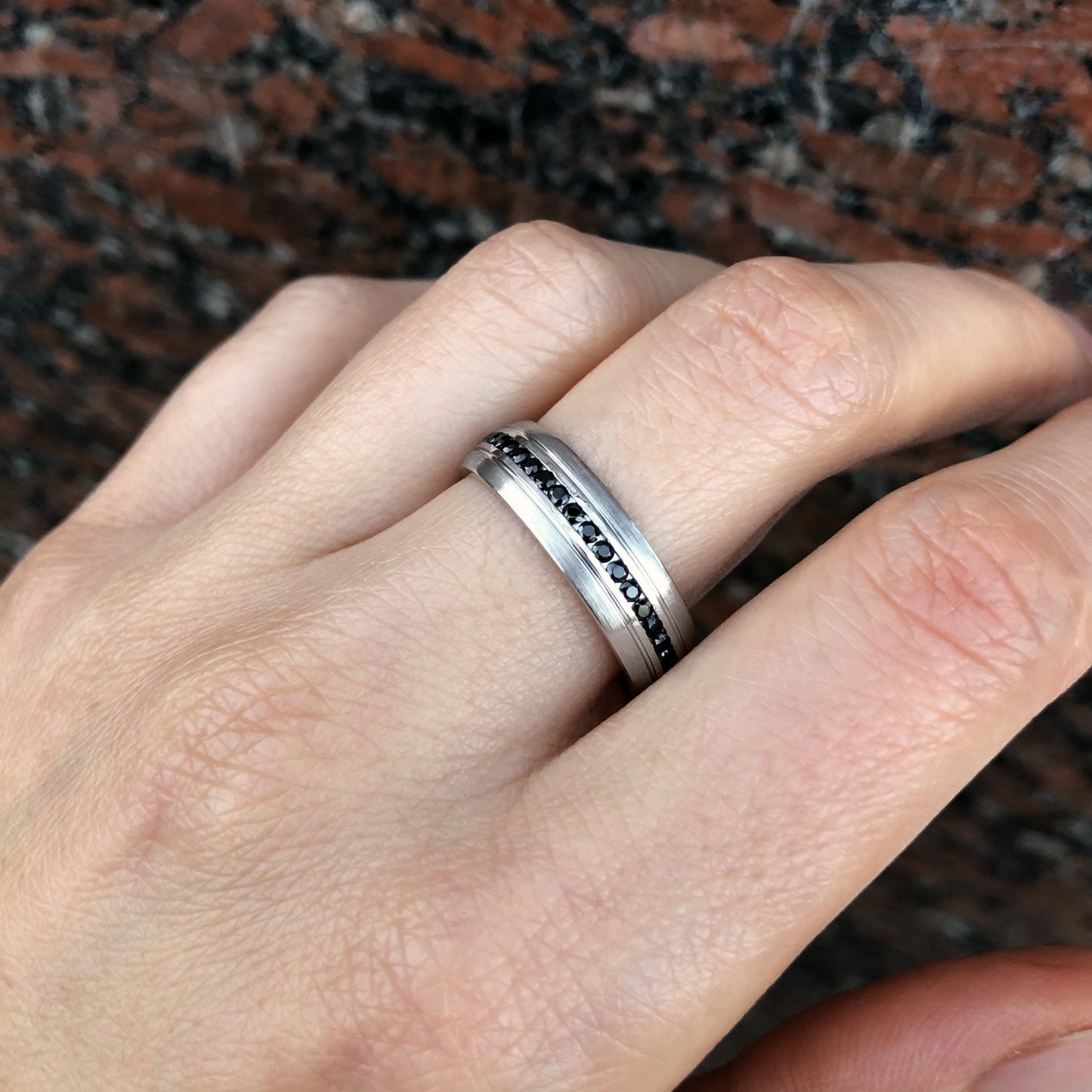 His and hers wedding bands with black and white diamonds - black diamond ring - black diamonds wedding bands - couple rings - escorialjewelry