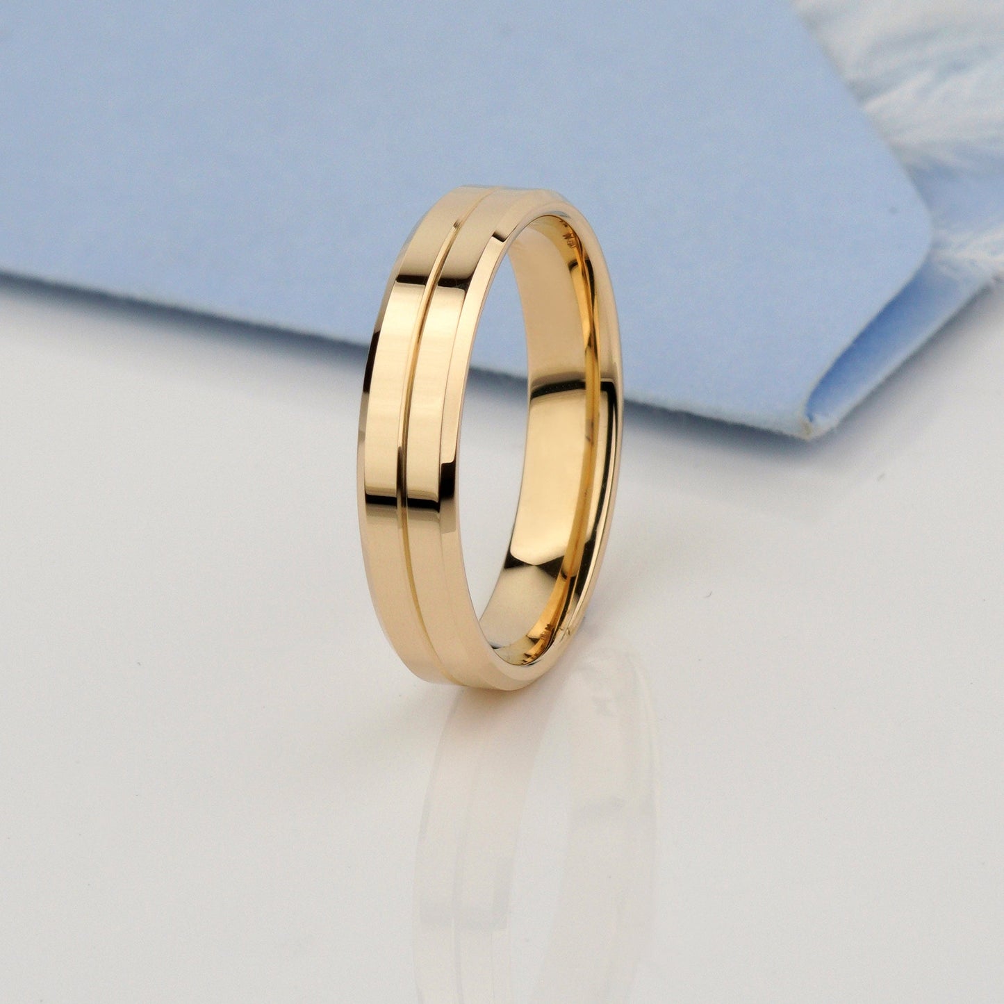  Gold Wedding Band Set-  her ring 4 mm wide- thickness 1.3 mm