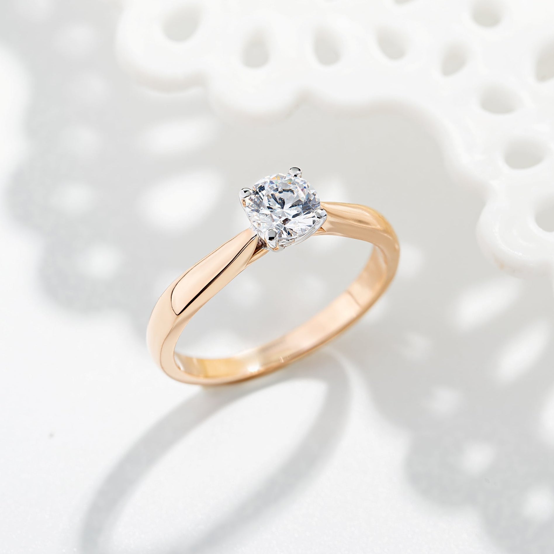 Rose gold ring with a diamond -round solitaire diamond ring-0.5 ct diamond engagement ring 