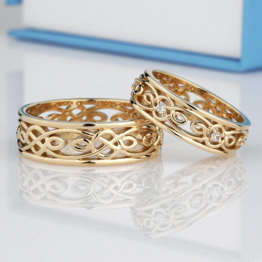 Love knot wedding rings - celtic wedding rings - couple rings - couple wedding bands - escorialjewelry