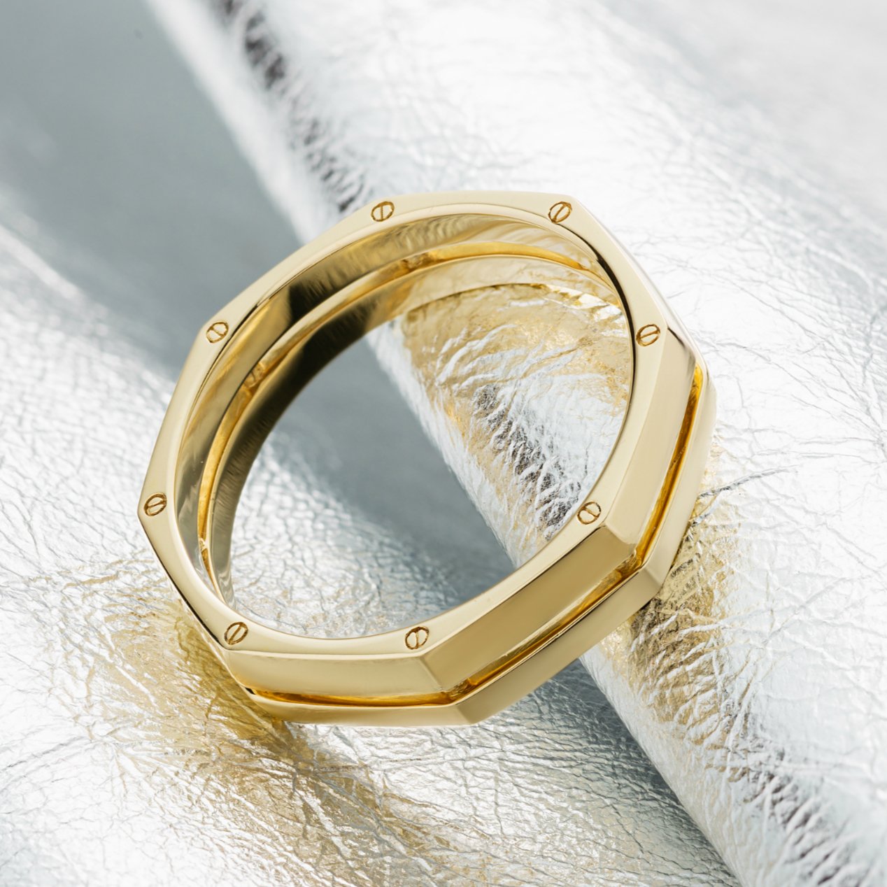 Men's wedding band with unique design - 14k gold band - 14k gold ring - gold bands - escorialjewelry