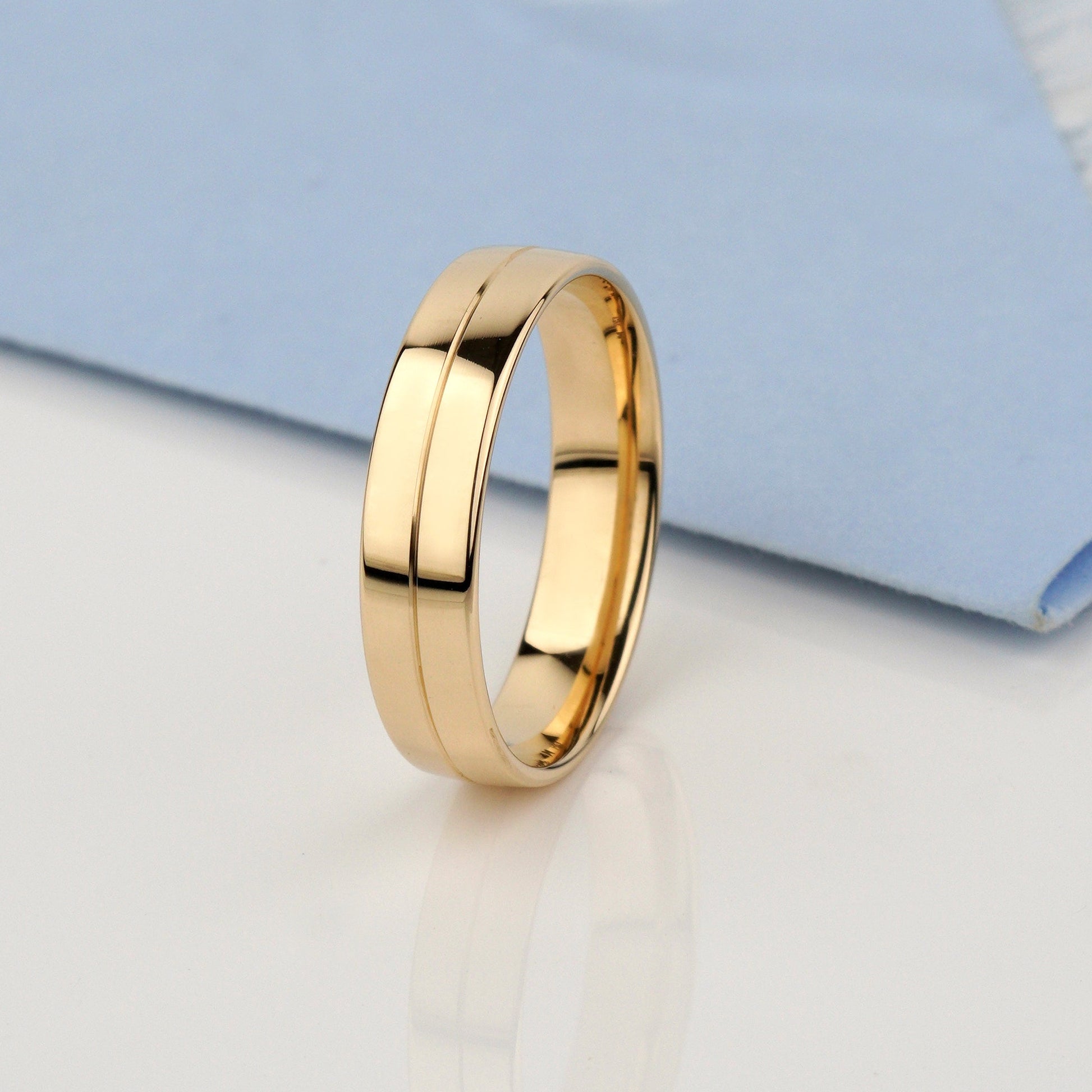 Minimalist Wedding Band Set-  her ring 4 mm wide- his ring 5 mm wide-comfort fit profile