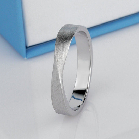 Mobius wedding rings with diamonds - couple rings - couple wedding bands - curved wedding bands - escorialjewelry