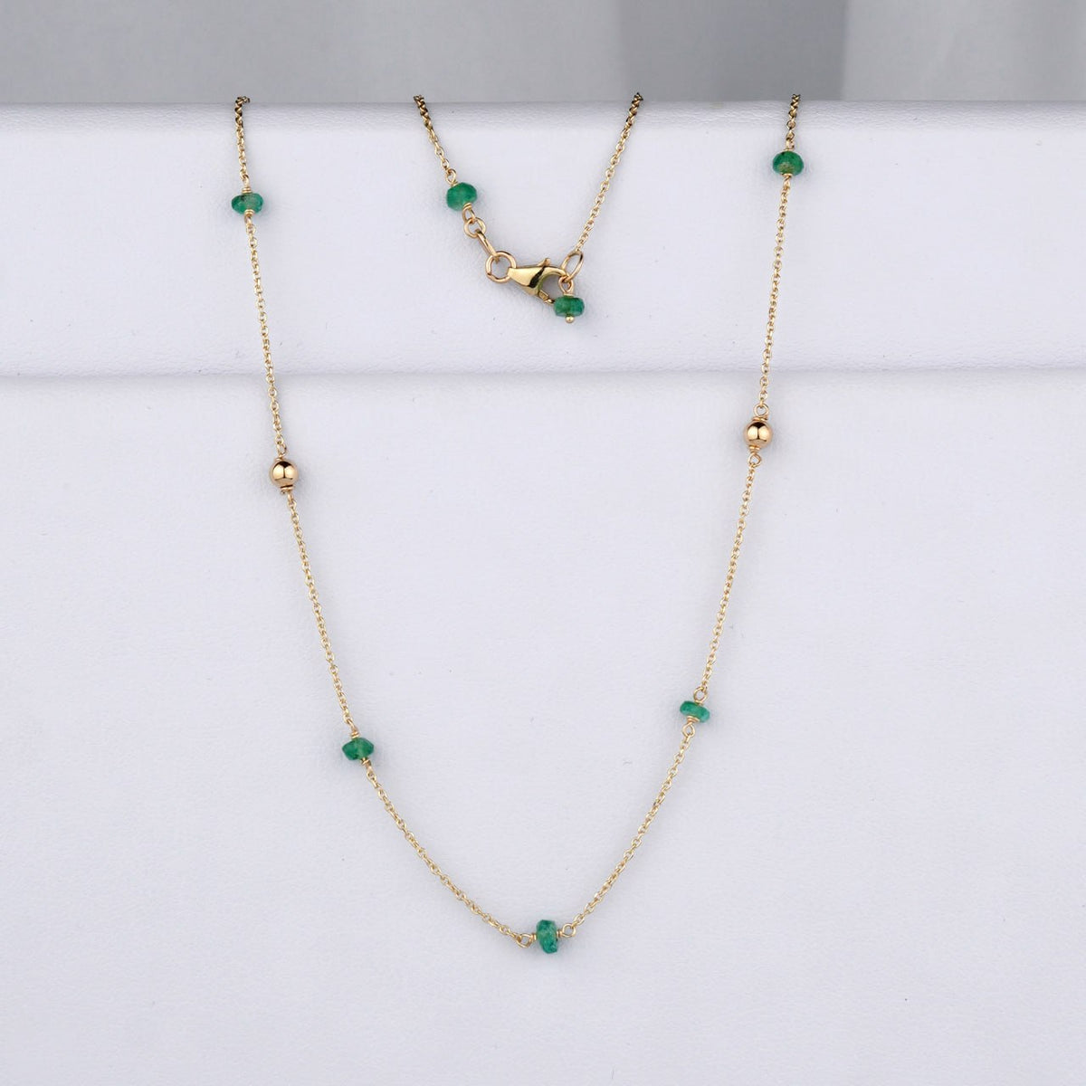 green gemstone necklace-layering necklace-gift for her-Stones: Natural Emeralds