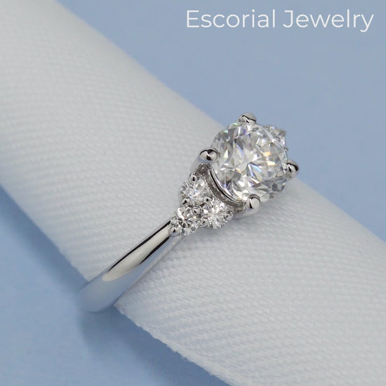 white gold lab diamond ring-handmade diamond engagement ring