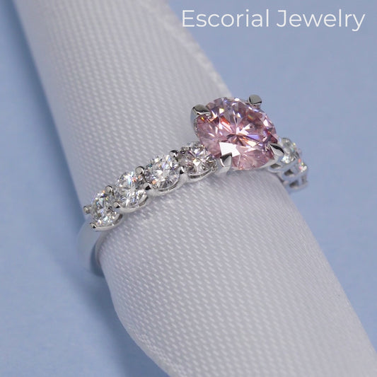 pink moisanite engagement ring