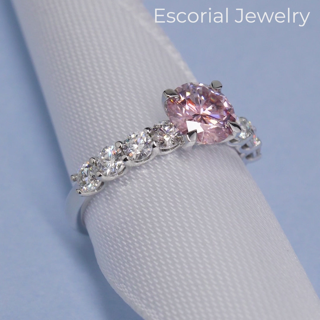 pink moisanite engagement ring