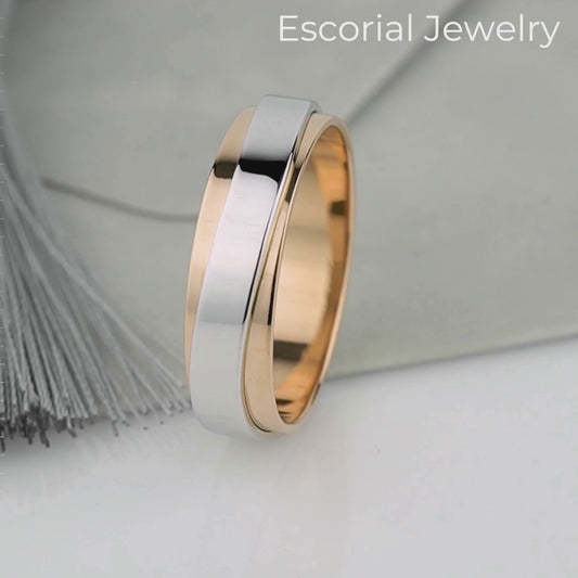 wedding band for him gold-mens 14k gold band-mixed metal wedding band