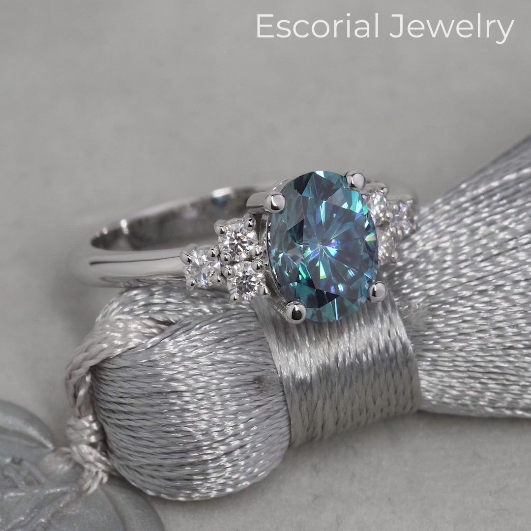 blue stone engagement ring 
moissanite engagement ring