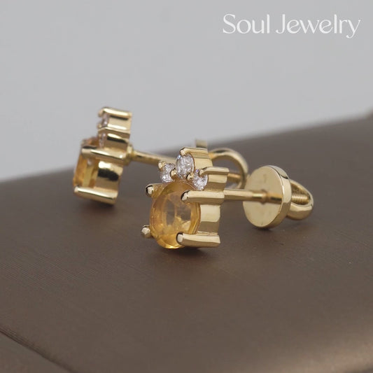 14k Gold Flower Stud Earrings with Peridot