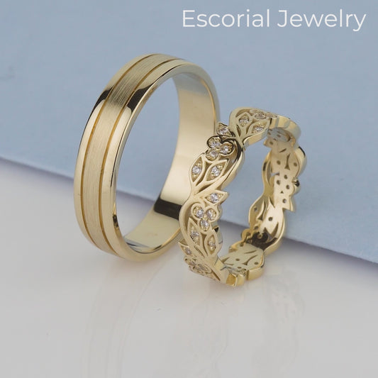 couple wedding rings set