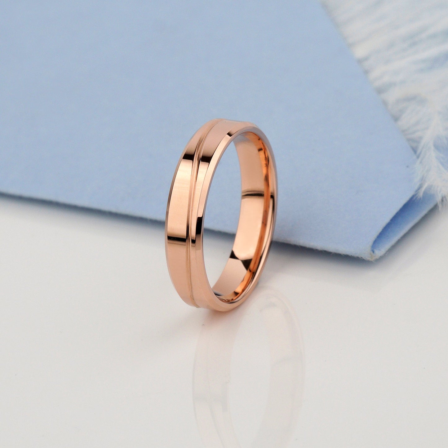 14K solid gold wedding bands- her ring 4 mm wide -  thickness 1.3 mm