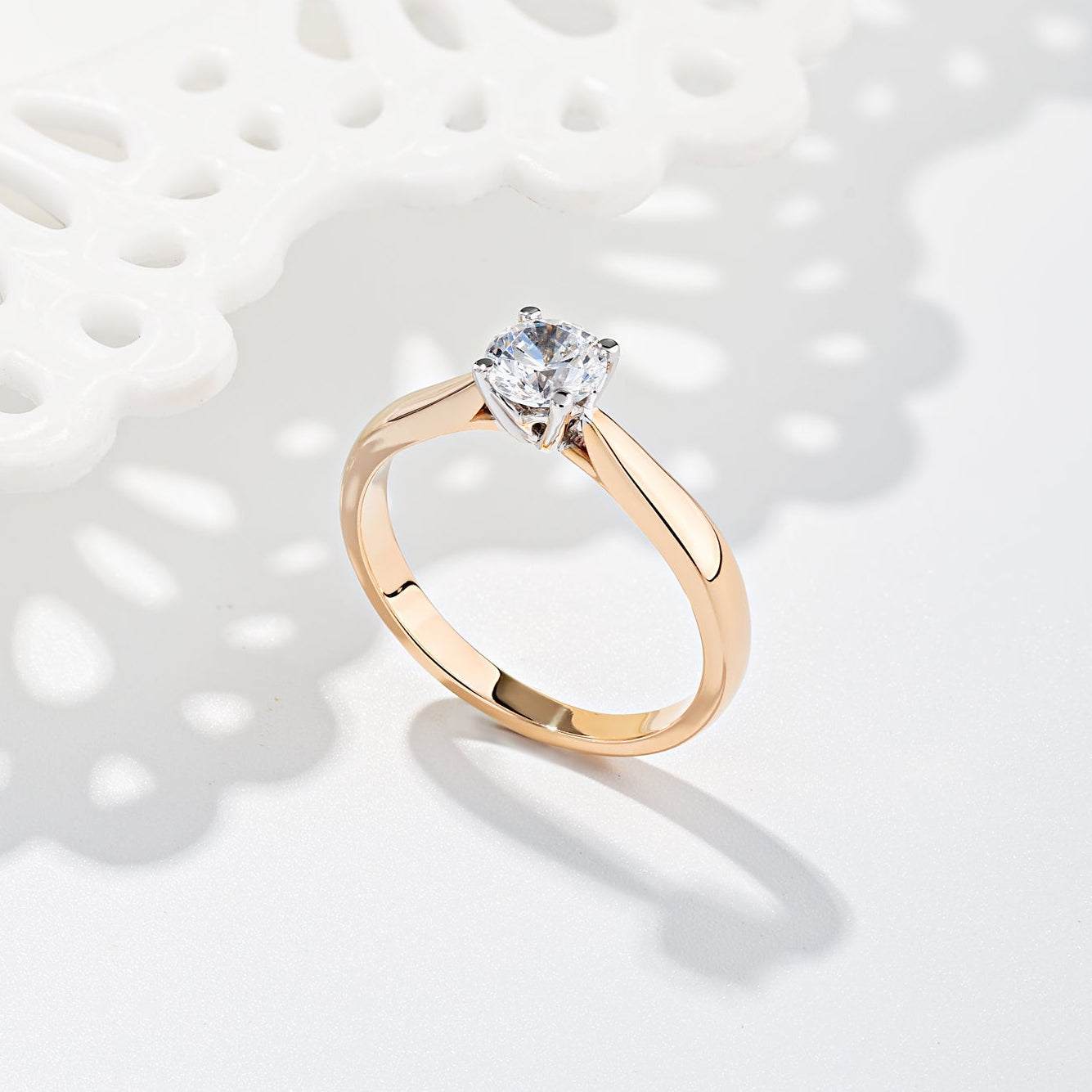 Gold ring with a diamond -Classic solitaire setting-0.5 ct diamond engagement ring 