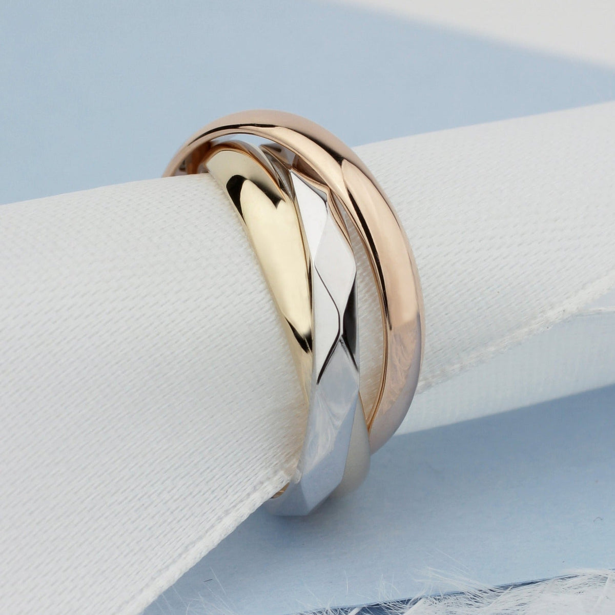 Trinity Rolling Ring - 14k gold band 14k gold ring boho escorialjewelry