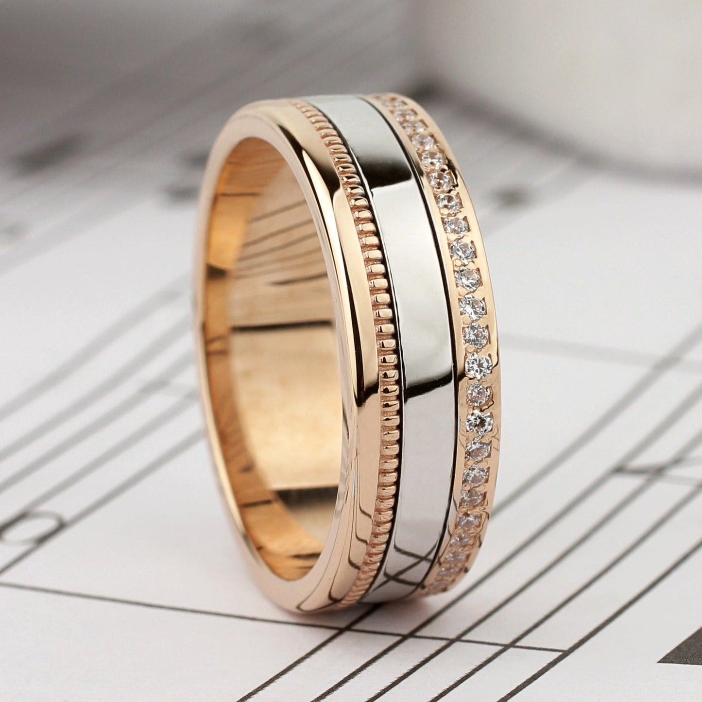 Two - tone matching wedding bands - couple rings - couple rings set - couple wedding bands - escorialjewelry