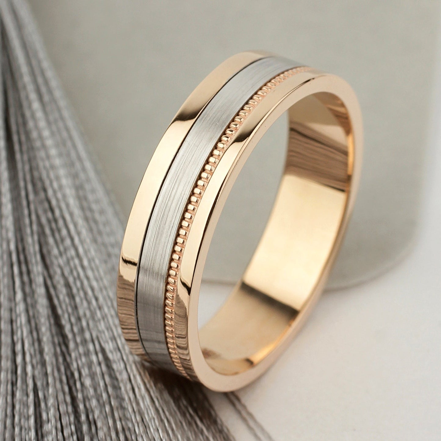 Two - tone matching wedding bands - couple rings - couple rings set - couple wedding bands - escorialjewelry