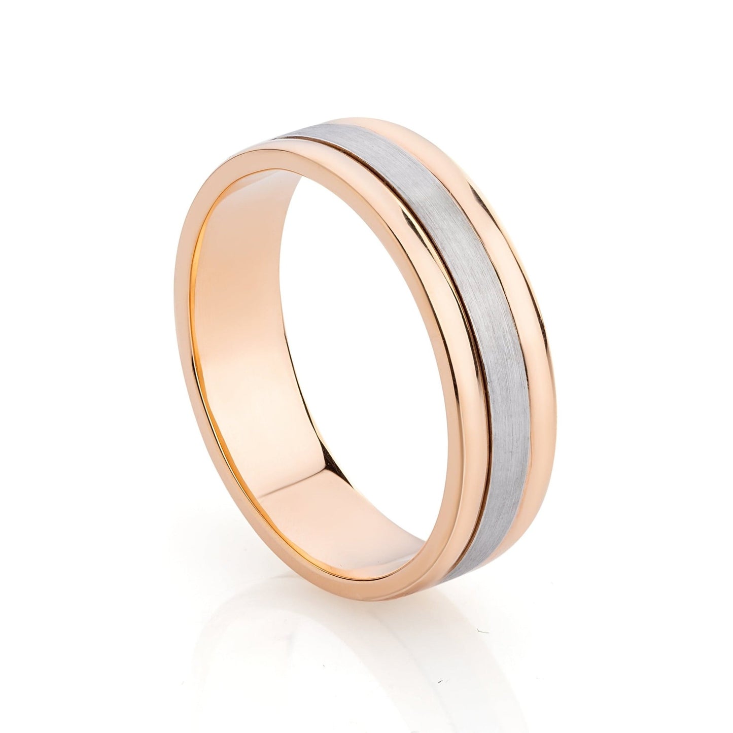 Two - tone mens wedding band - 14k gold band - comfort fit - comfort fit wedding band - escorialjewelry