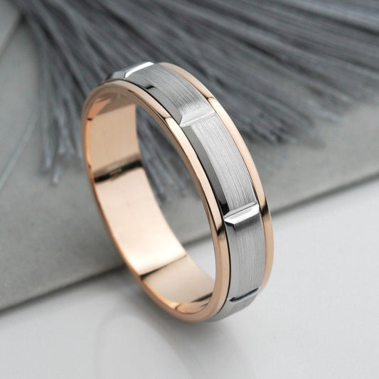 Two-tone mens wedding band - escorialjewelry