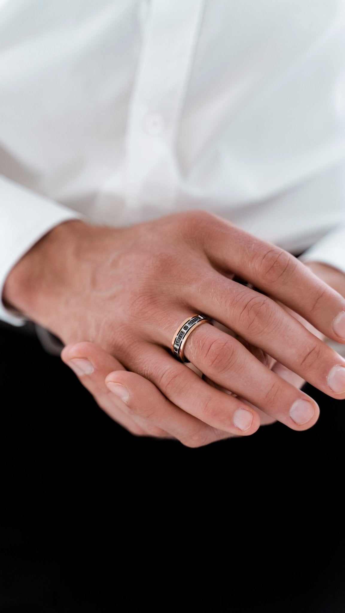 Unique men's wedding band with black diamonds - 14k gold band - black diamond jewelry - black diamond ring - escorialjewelry