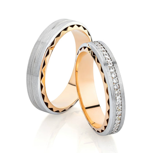 Unique wedding bands set with diamonds - escorialjewelry