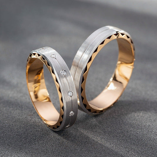 Unique wedding rings set with diamonds - escorialjewelry