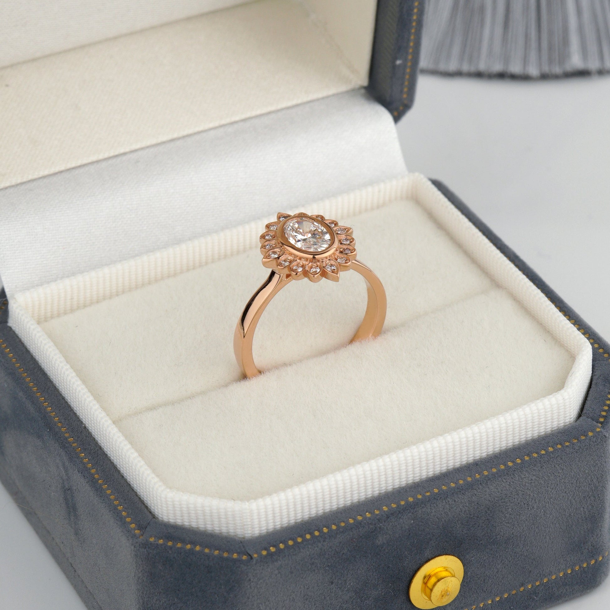 Rose gold ring -14K solid gold- certified lab-grown diamonds