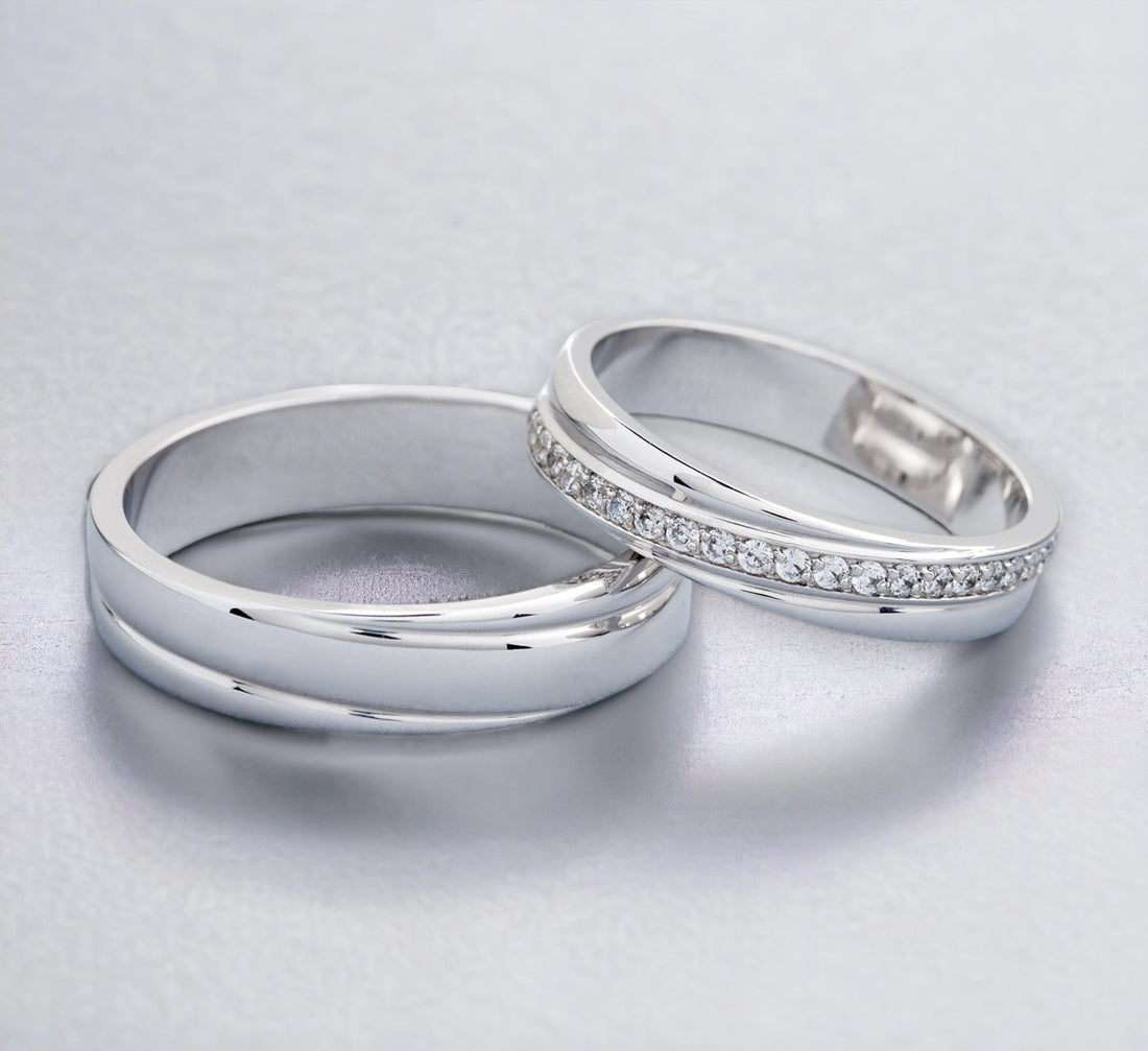 Wedding rings set with diamonds - couple rings couple wedding bands ...