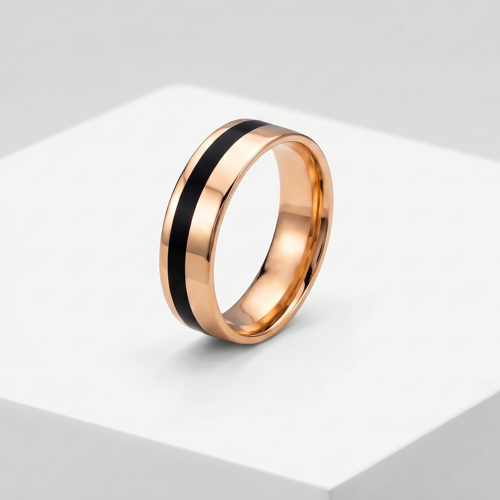 14k gold band with black enamel -black and gold ring - gold and black enamel band - escorialjewelry