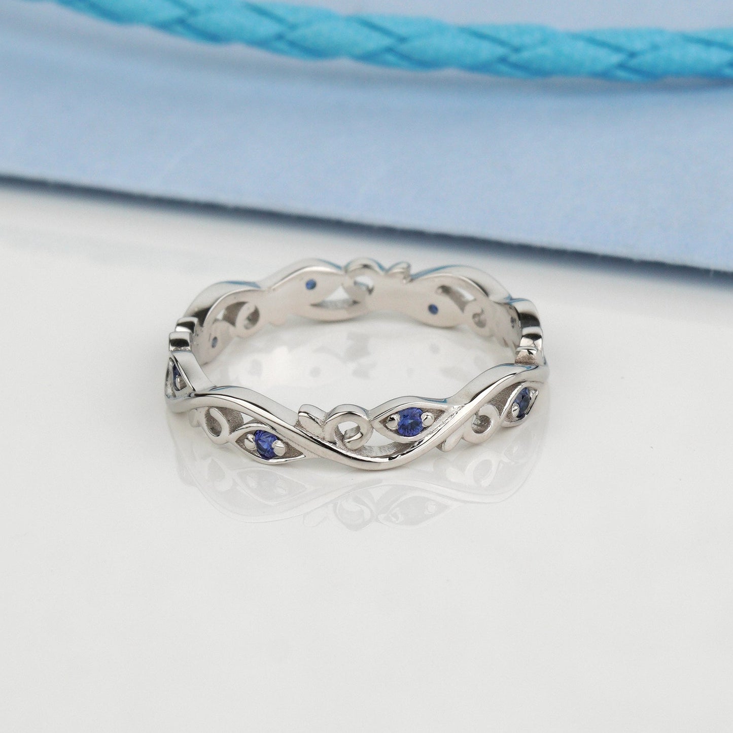 wedding band with sapphires