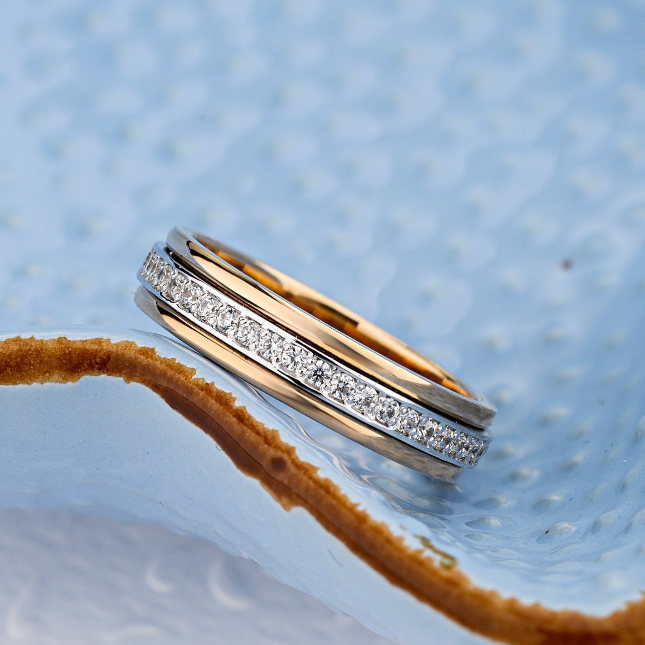 Women's wedding band with diamonds - 14k gold band - 14k gold ring - bridal ring - escorialjewelry