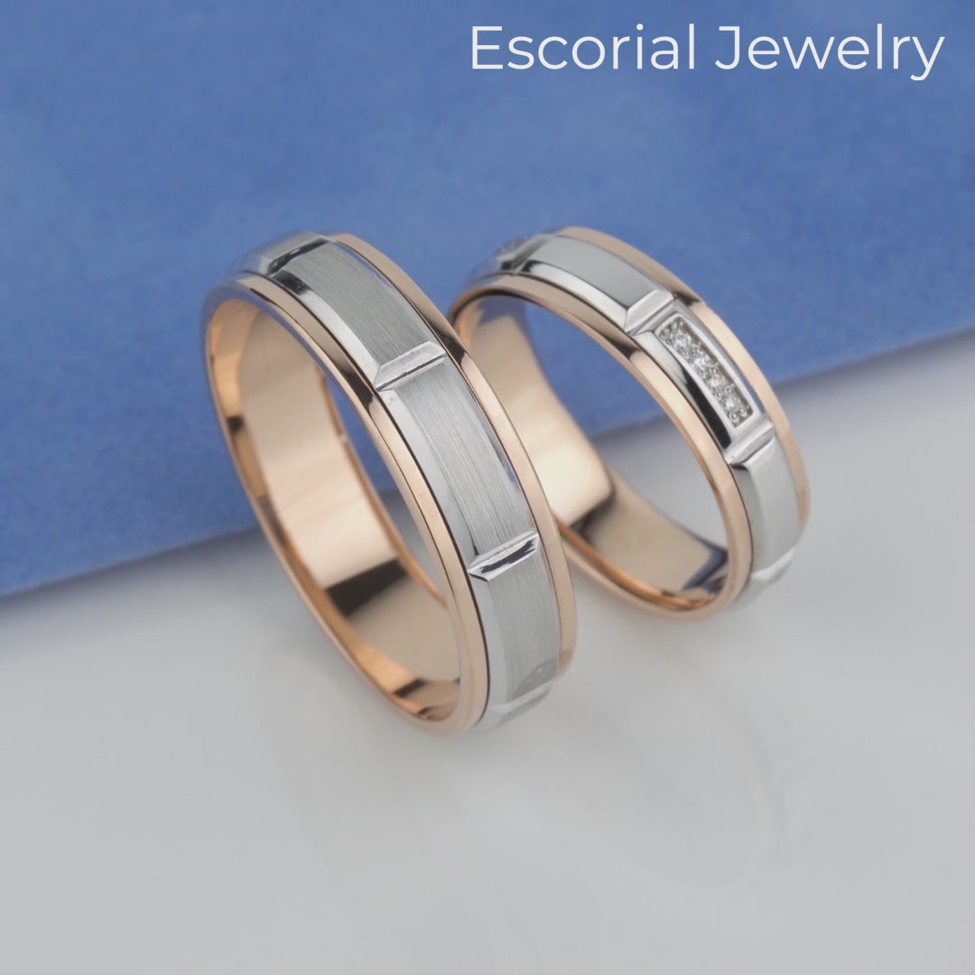 Wedding bands set his and hers. Unique wedding rings. Matching wedding bands. Couple wedding bands. Solid gold bands. Wedding rings set. Solid gold wedding bands. Matching wedding rings.