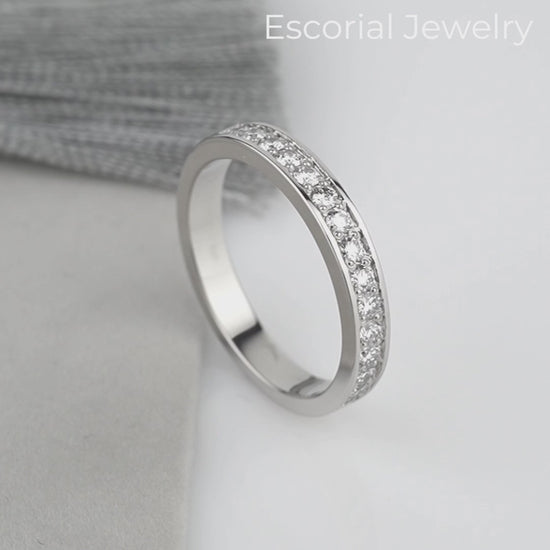 Women's diamond wedding band. Bridal rings. White gold diamond ring. Half eternity diamond ring. Dainty diamond ring. Wedding ring women. White gold wedding ring with diamonds 