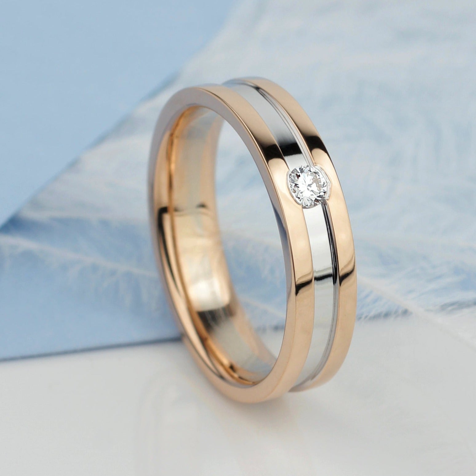 Matching wedding bands made of two colors of gold. Wedding rings set. Couple wedding bands. His and hers wedding rings set. Unique wedding bands. Two-tone wedding rings