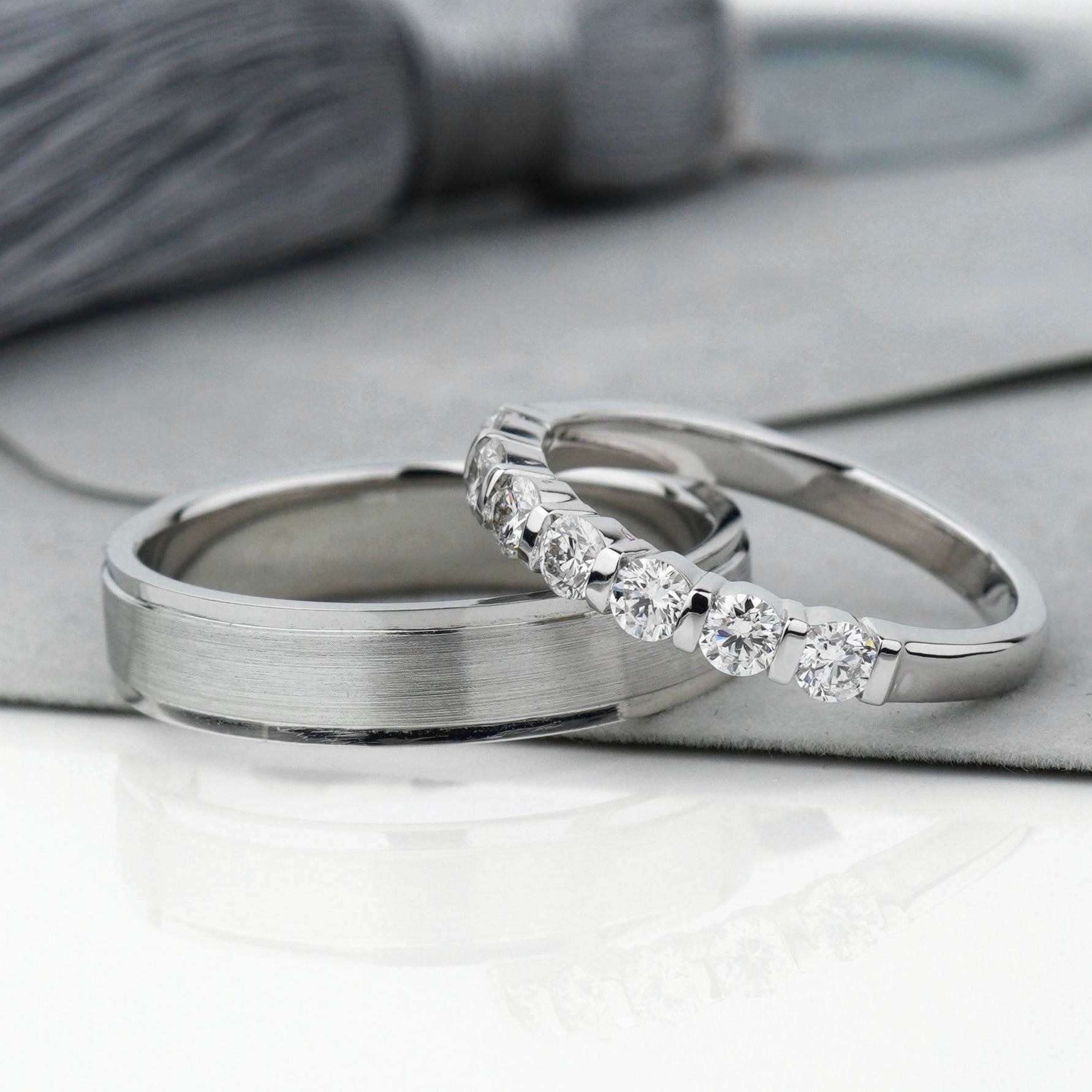 white gold wedding bands with diamonds, his and hers wedding rings set, matching wedding bands for couples, gold couple rings , gold diamond bands, wedding set his and hers, natural diamonds wedding bands