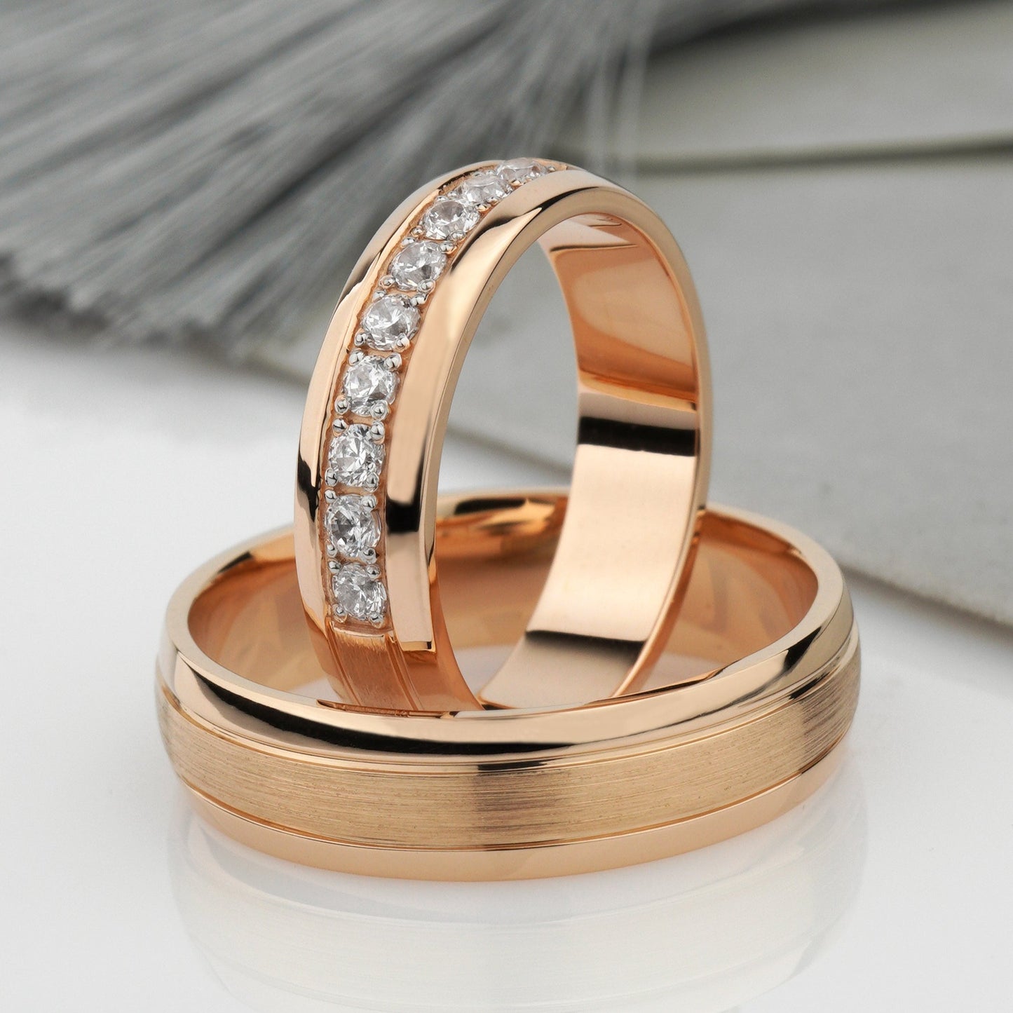 Wedding bands set his and hers. Couples wedding bands. Diamond wedding band. Unique matching wedding bands. His and hers wedding bands. Diamond wedding rings. Classic wedding rings set. Unique wedding bands.Rose gold wedding ring set