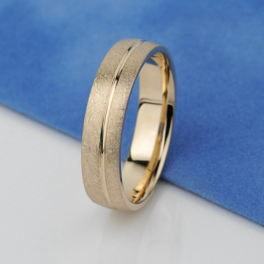Men's wedding band with matte bruched finish, matte wedding band, men's wedding band, gold wedding band, wedding ring for him, unique wedding band