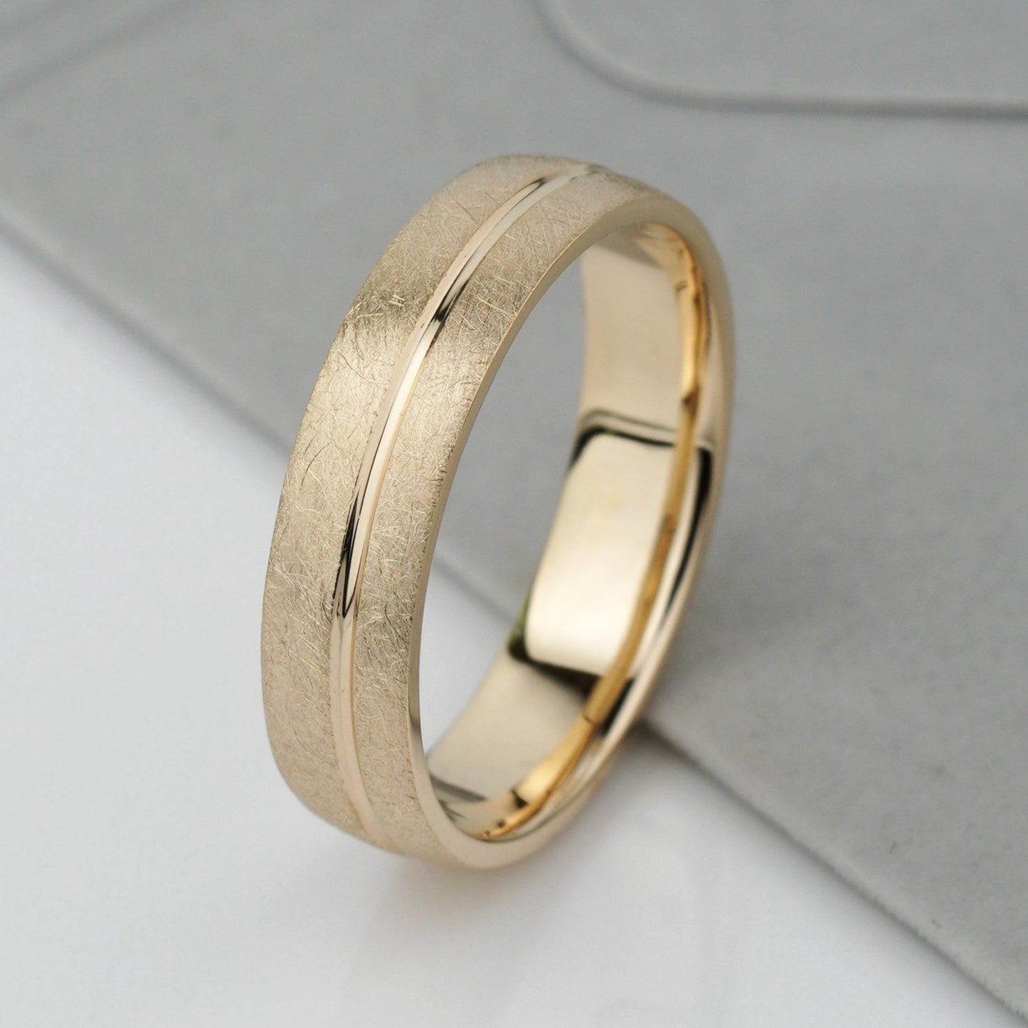 Men's wedding band with matte bruched finish, matte wedding band, men's wedding band, gold wedding band, wedding ring for him, unique wedding band
